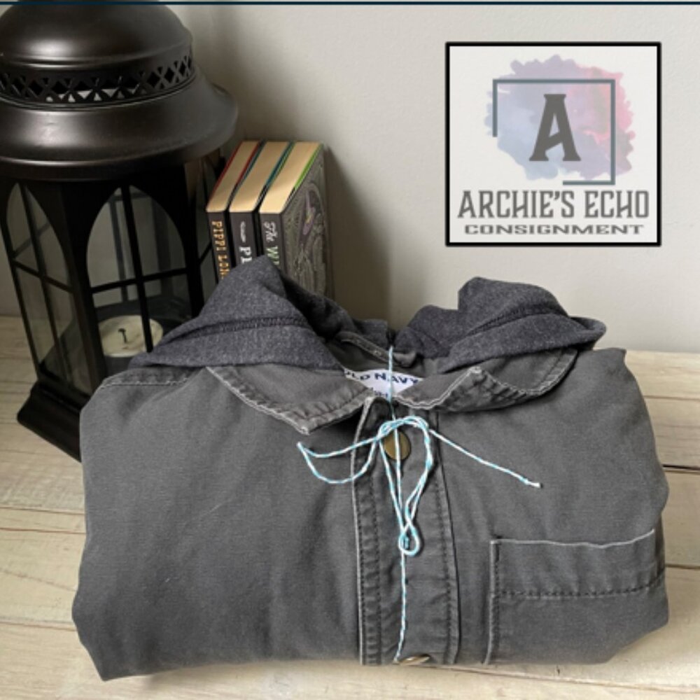 Old Navy Boys Fleece-Hood Canvas Utility Jacket